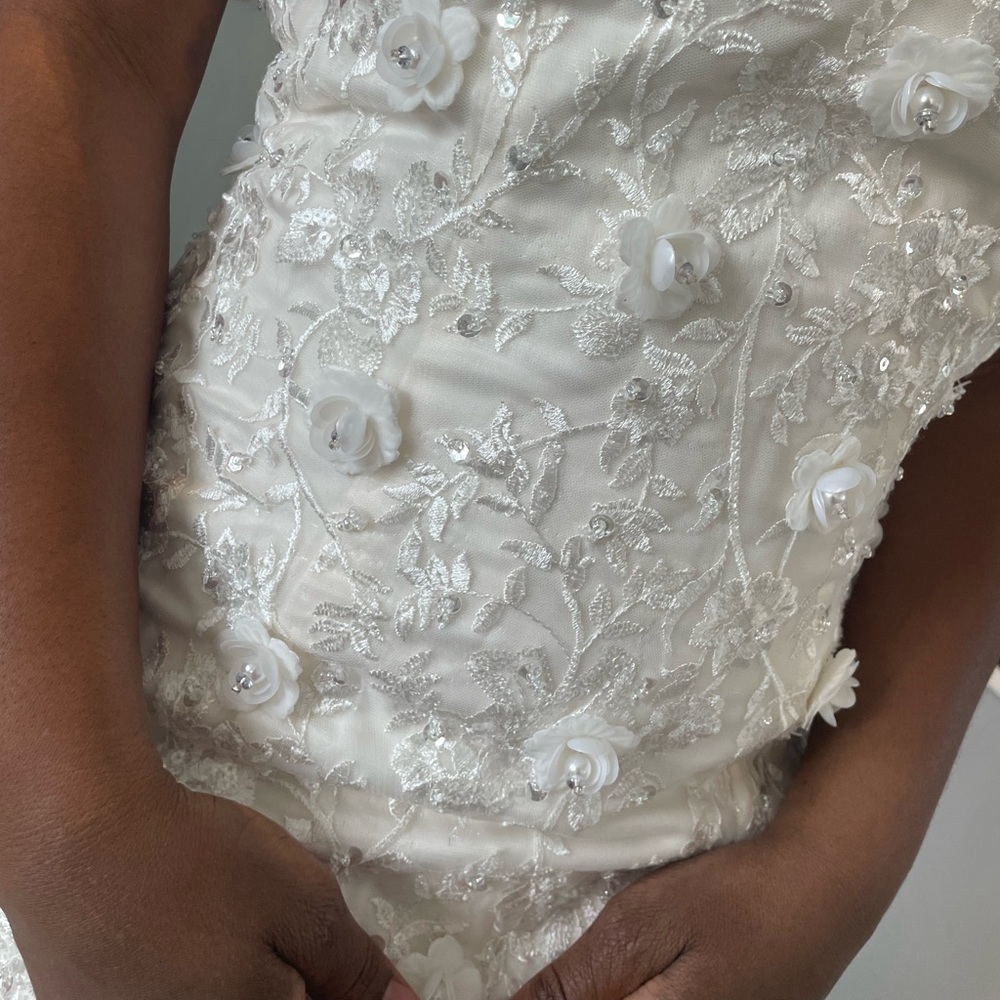 Brand new Wedding Gown! Ivory. Tulle and beaded fabric. Size 4. Lightweight. - Picture 6 of 7